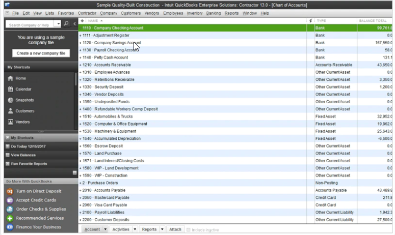 Customize Chart of Accounts