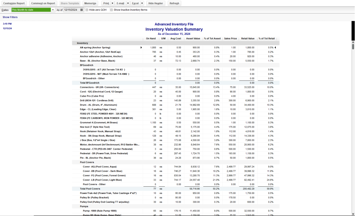 Inventory Valuation Summary for QBES Manufacturing Edition- Minding My Books