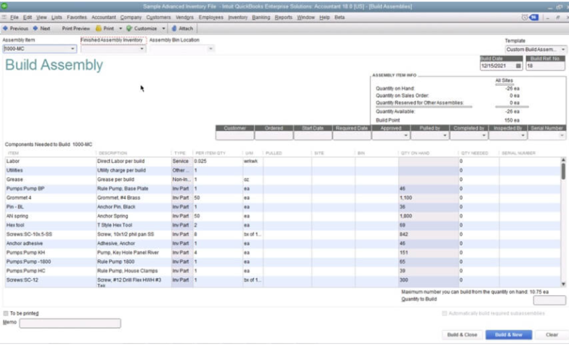 Assemblies Management for QBES Manufacturing Edition- Minding My Books