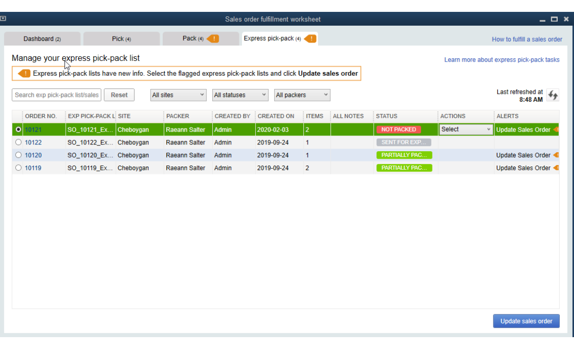 Order Fullfillment for QBES Manufacturing Edition- Minding My Books